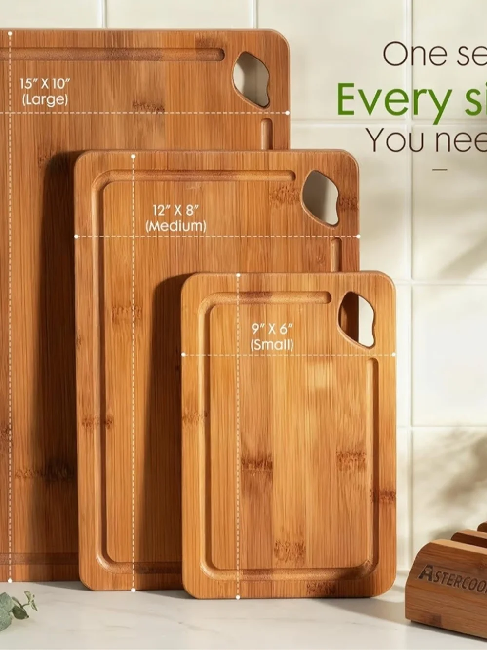 Bamboo Cutting Board Set in Natural Brown - 3-Piece